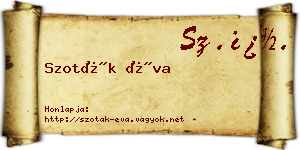 Szoták Éva névjegykártya
